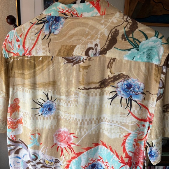 Denim & Flower Ricky Singh Tropical Art Shirt L Viscose Resort Aesthetic - Picture 6 of 10